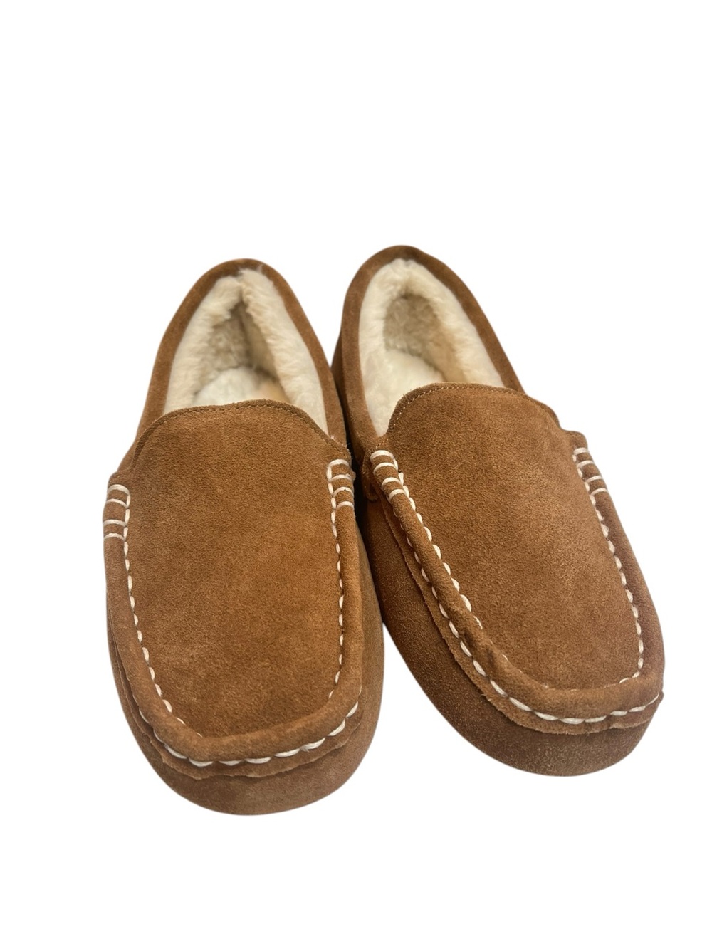 NWOT Dream Pairs Tan/Cognac Brown Faux Fur Faux Suede Loafer Slippers - 10